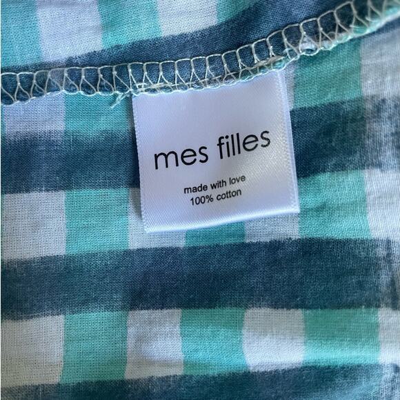 mes filles Wallis Mini Dress in Blue Green Gingham Check Size 1 Small/ Medium - Picture 7 of 8